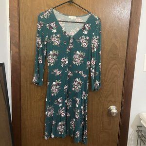 Teal Dress with Purple Flowers